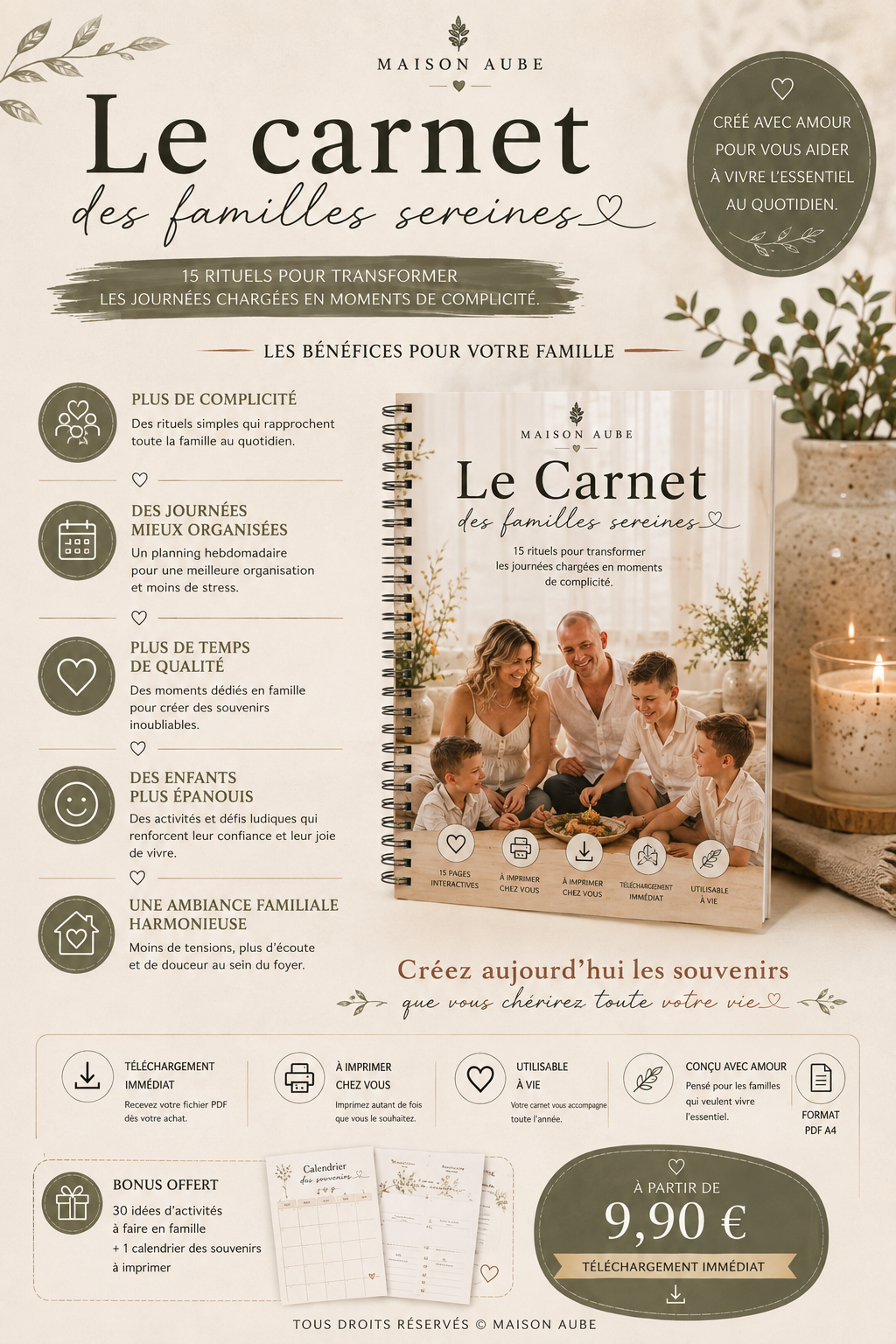 Le Carnet des Familles Sereines – E-book PDF | 15 rituels pour une famille plus unie
