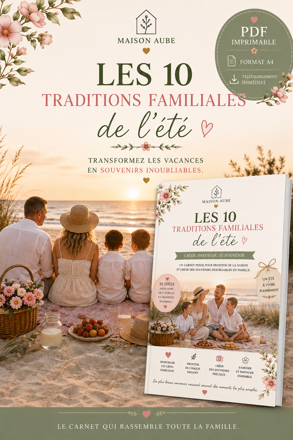 Les 10 Traditions Familiales de l'Été | Carnet PDF imprimable A4 | Activités & Souvenirs en famille