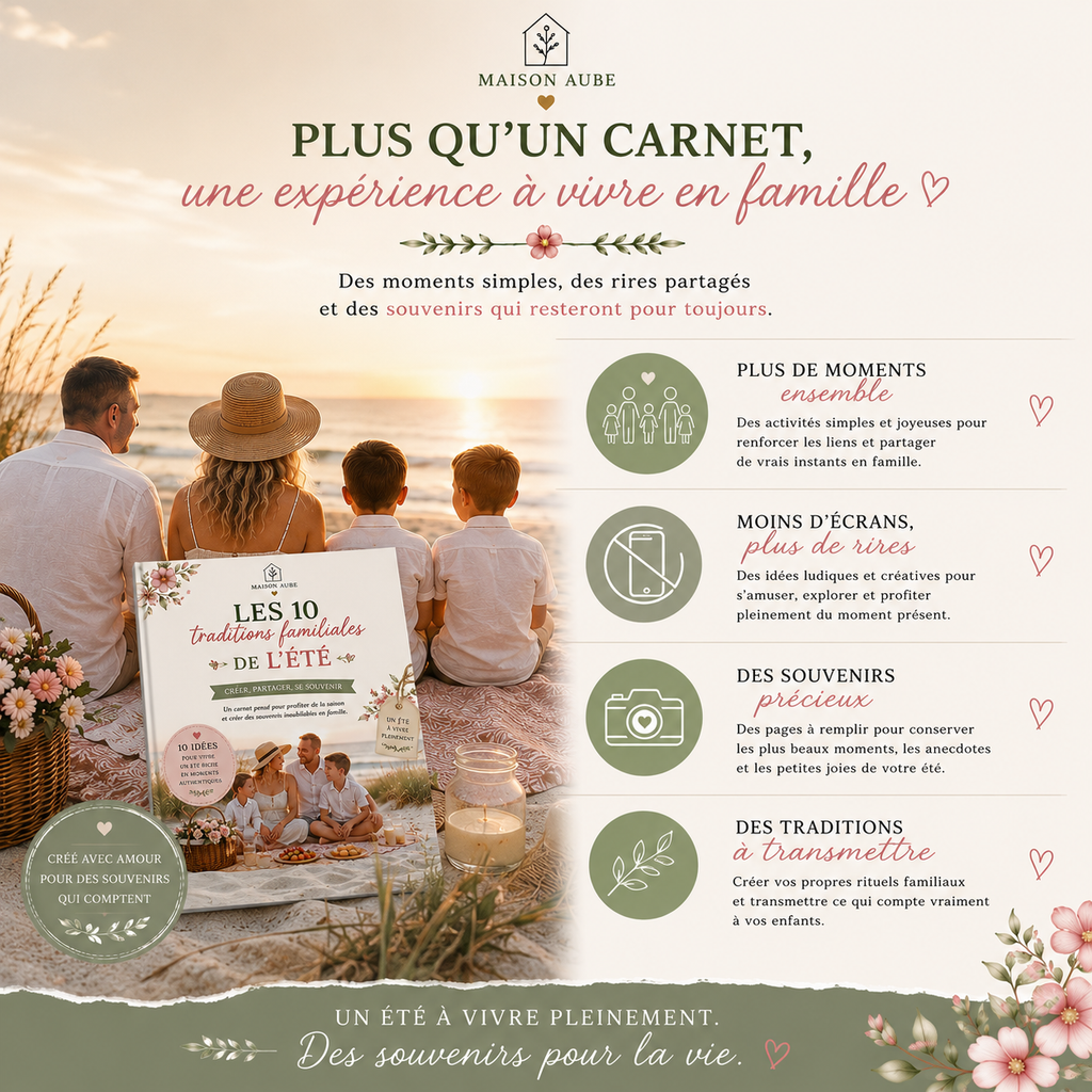 Les 10 Traditions Familiales de l'Été | Carnet PDF imprimable A4 | Activités & Souvenirs en famille