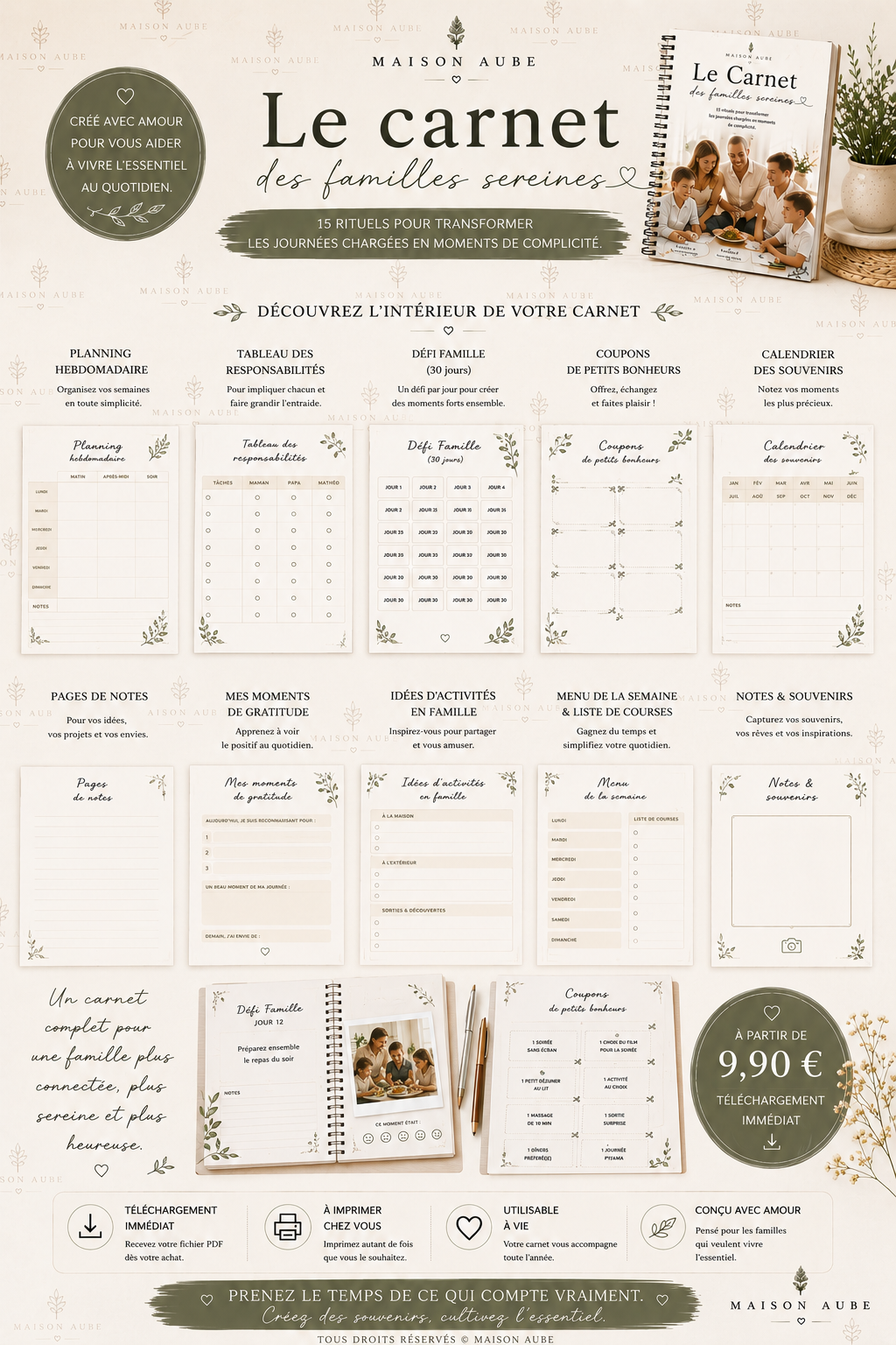 Le Carnet des Familles Sereines – E-book PDF | 15 rituels pour une famille plus unie