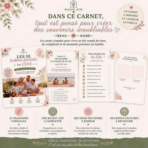 Les 10 Traditions Familiales de l'Été | Carnet PDF imprimable A4 | Activités & Souvenirs en famille