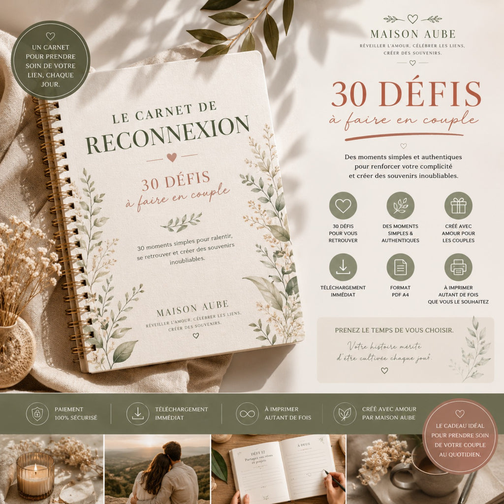 Le Carnet de Reconnexion – 30 défis à faire en couple (PDF A4) – Produit numérique